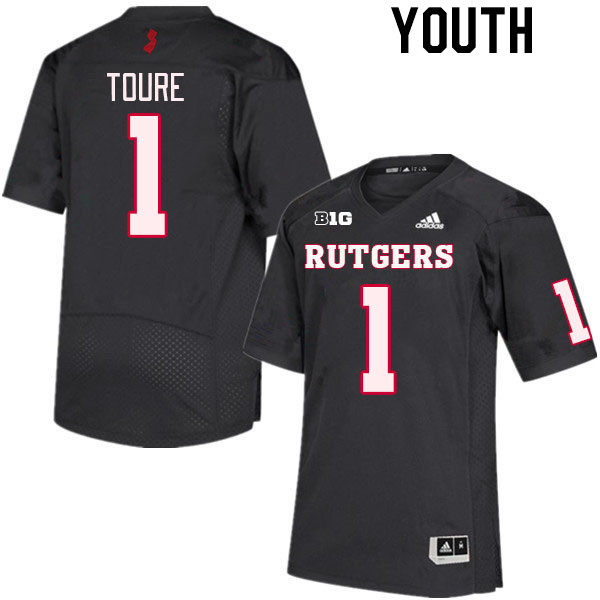 Youth #1 Mohamed Toure Rutgers Scarlet Knights College Football Jerseys Stitched Sale-Black - Click Image to Close